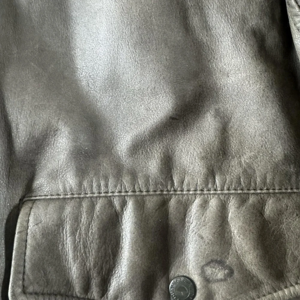 Roundtree & Yorke Jacket Mens XL Brown Leather Bomber Full Zip Lined Insulated